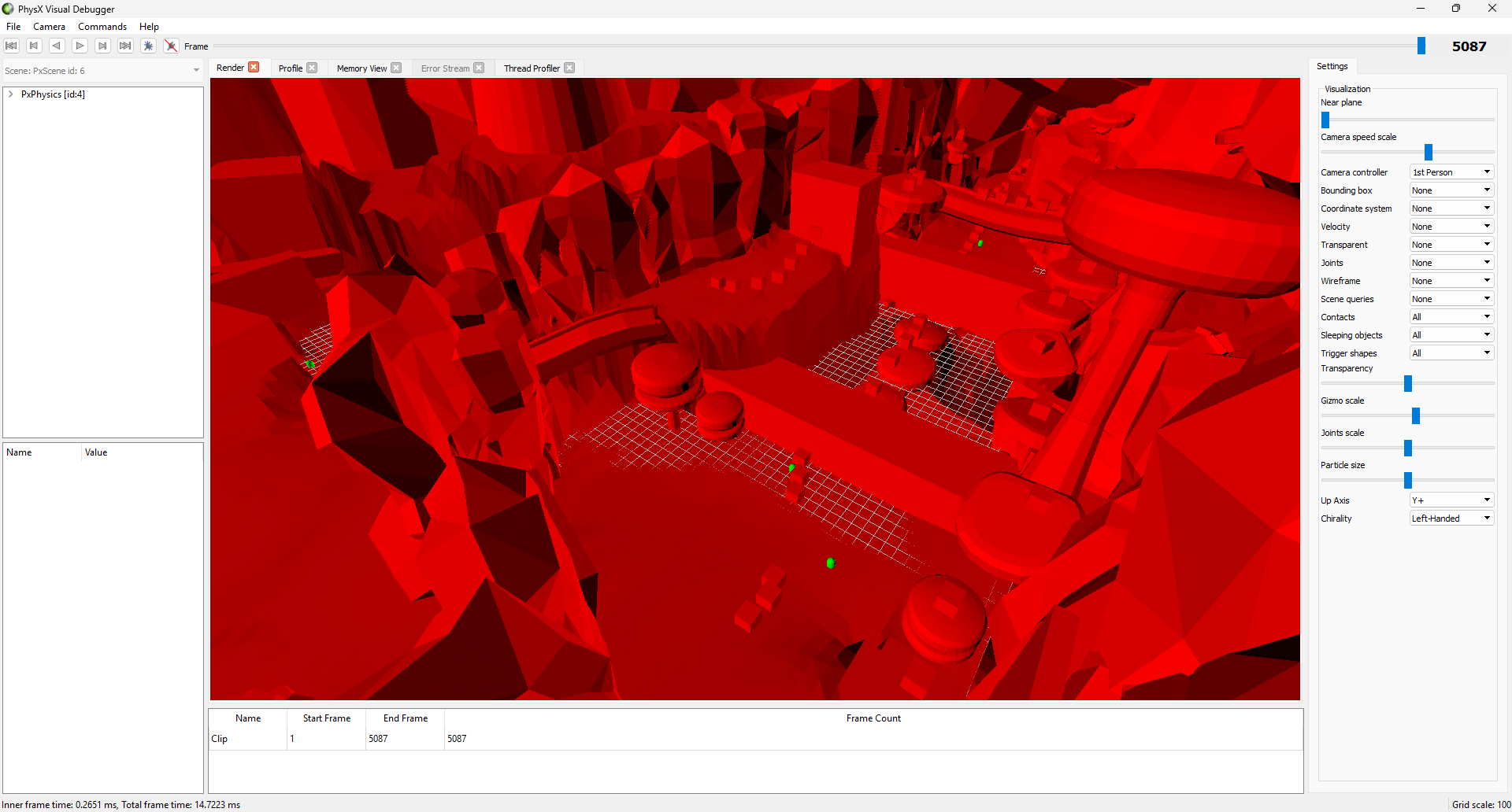 PhysX visual debugger